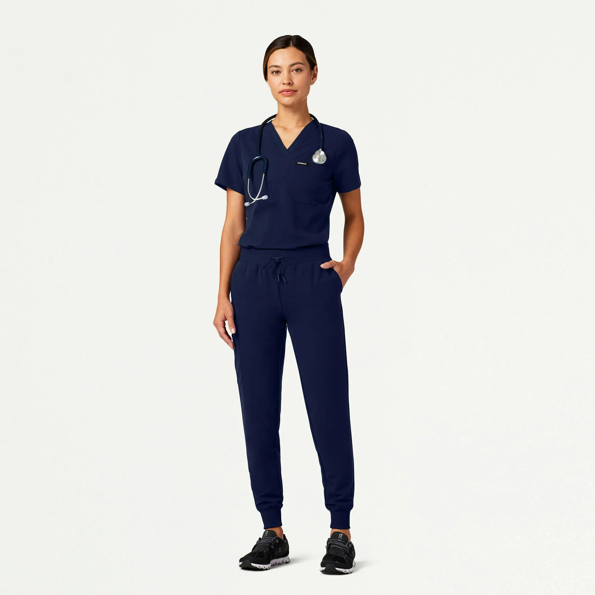 Rhena Slim Essential 1-Pocket Scrub Top - Midnight Navy - Image 4