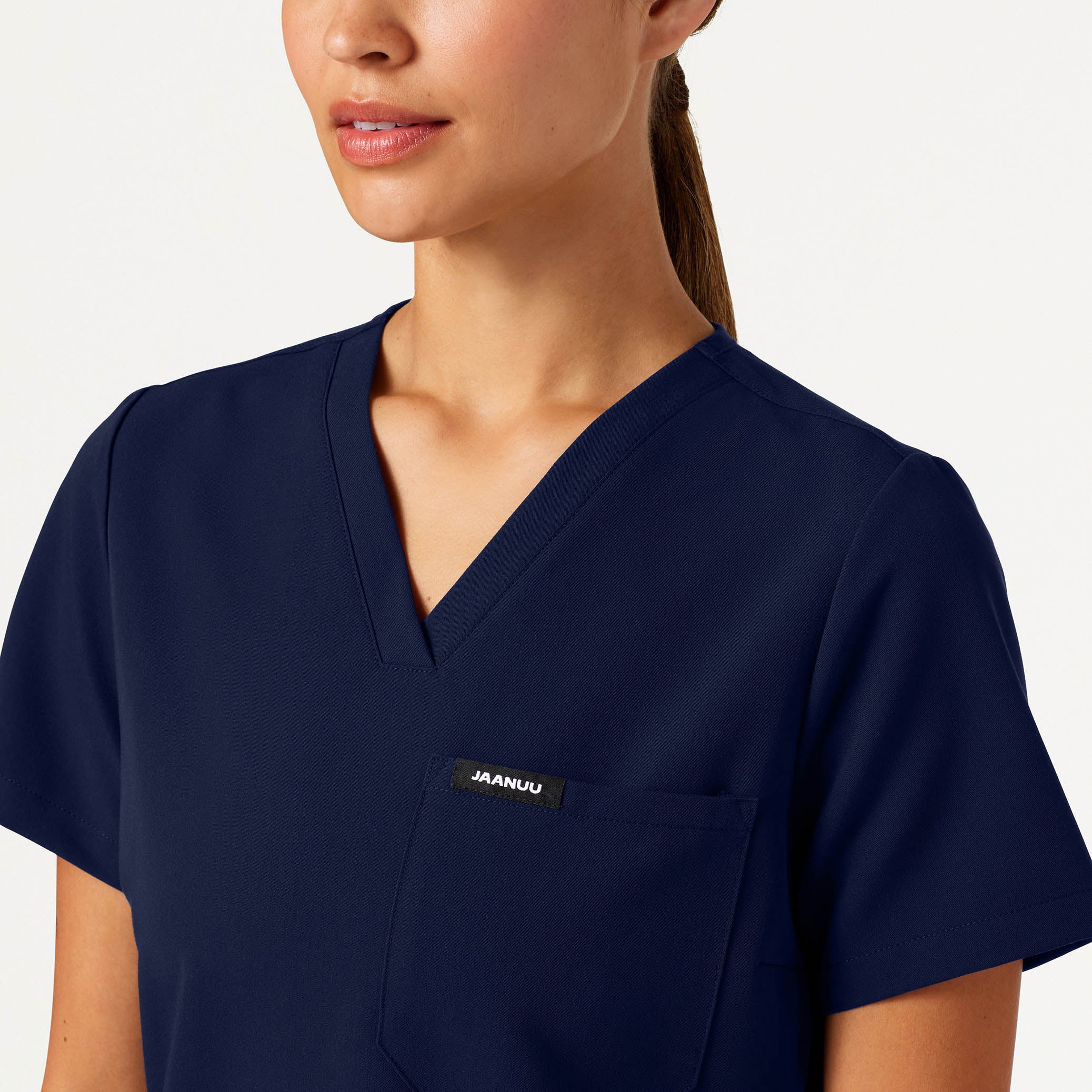 Rhena Slim Essential 1-Pocket Scrub Top - Midnight Navy - Image 6