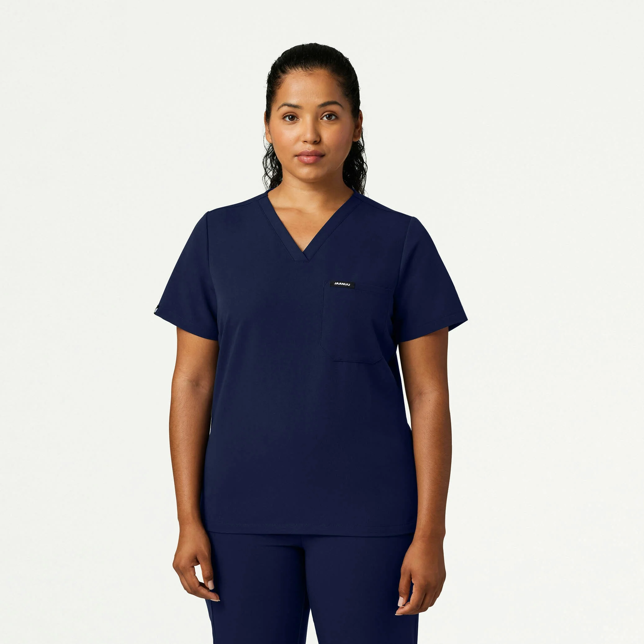 Rhena Slim Essential 1-Pocket Scrub Top - Midnight Navy - Image 7