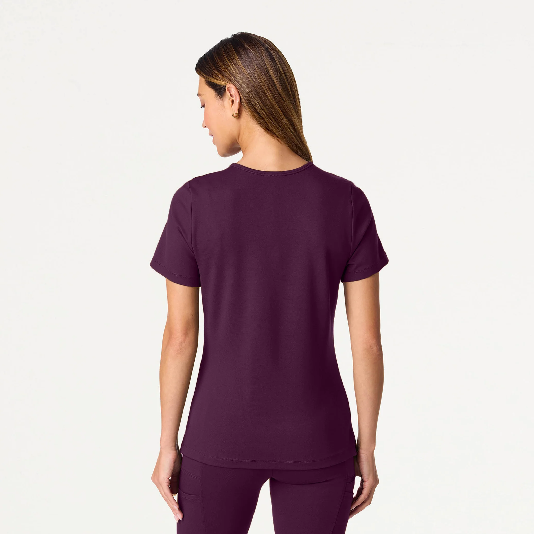 Rhena Slim UltraSOFT™ Scrub Top - Deep Eggplant - Image 3