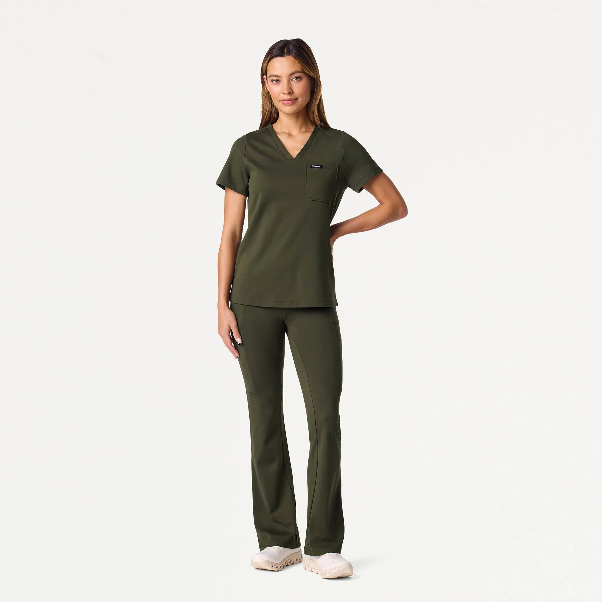 Rhena Slim UltraSOFT™ Scrub Top - Deep Olive - Image 2