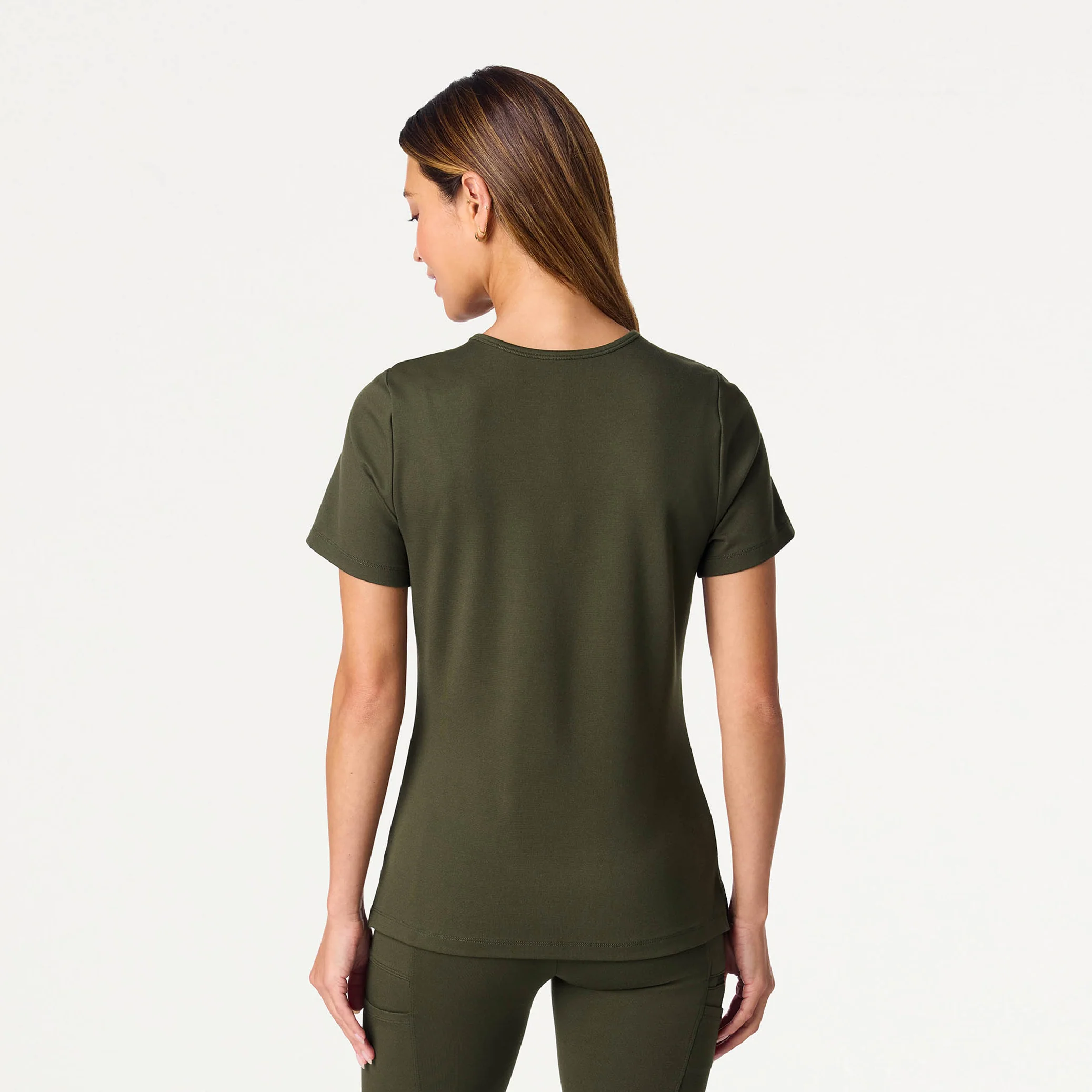 Rhena Slim UltraSOFT™ Scrub Top - Deep Olive - Image 3