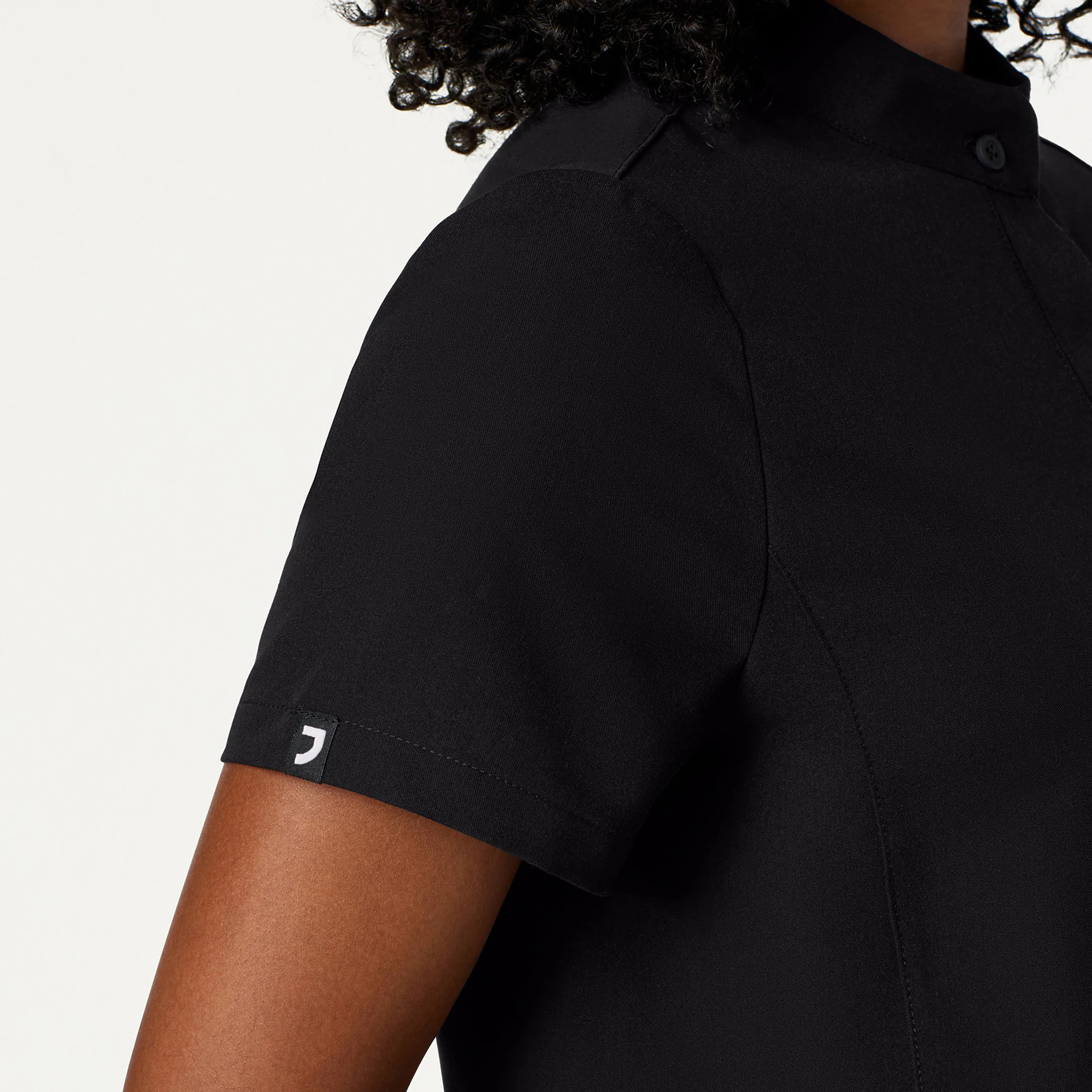 Savi Tuck-In Stand-Collar Scrub Top - Black - Image 5
