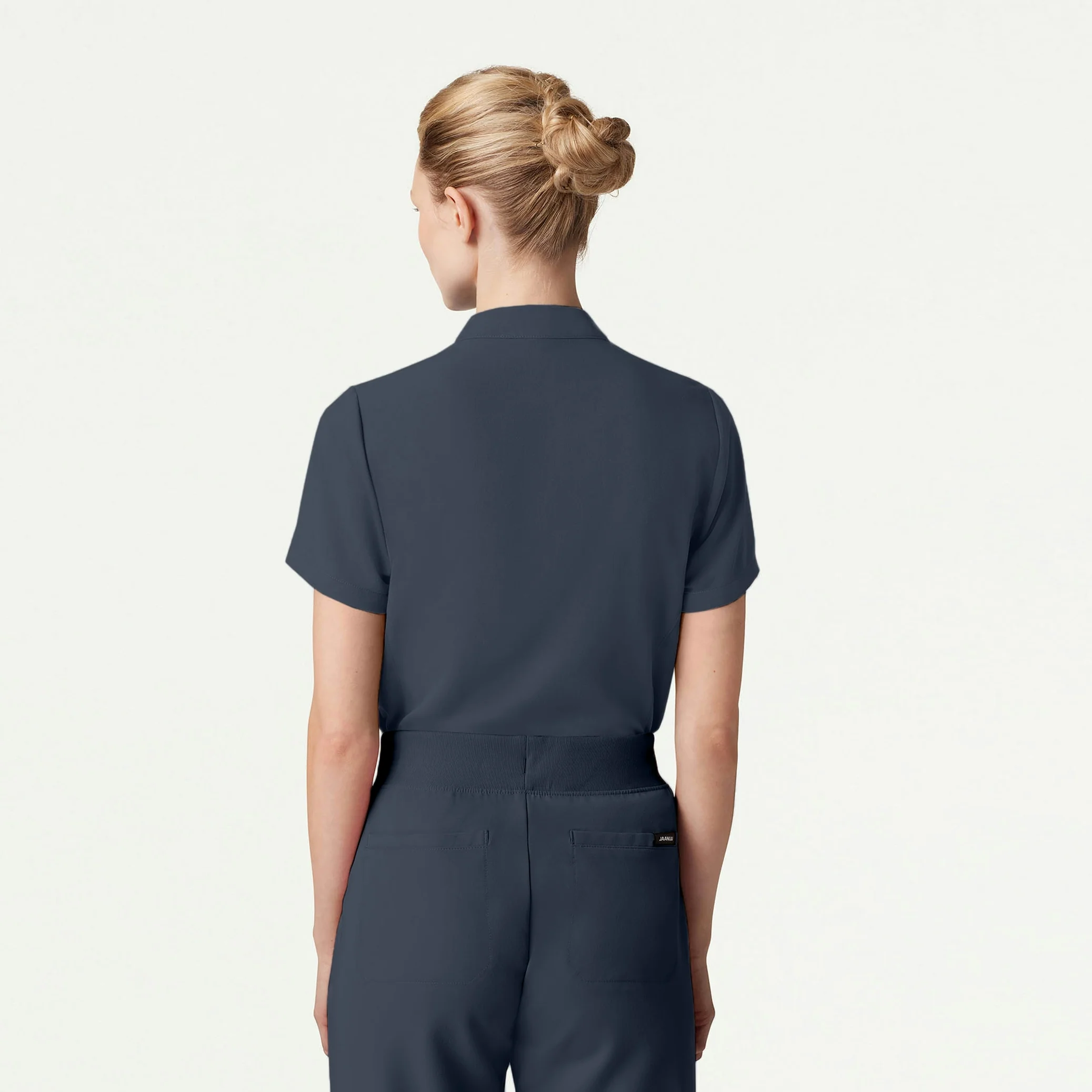 Savi Tuck-In Stand-Collar Scrub Top - Carbon Gray - Image 3