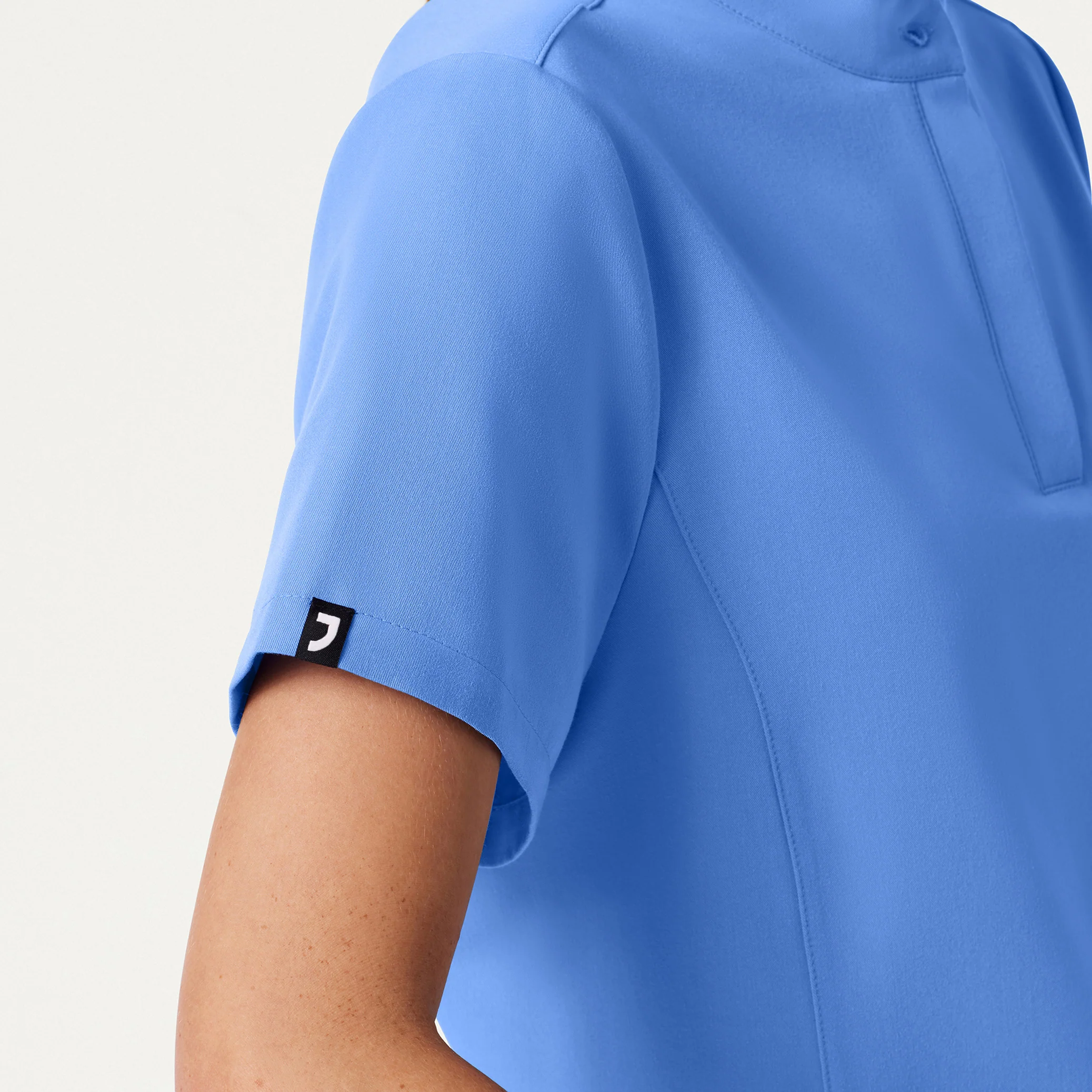 Savi Tuck-In Stand-Collar Scrub Top - Ceil Blue - Image 5