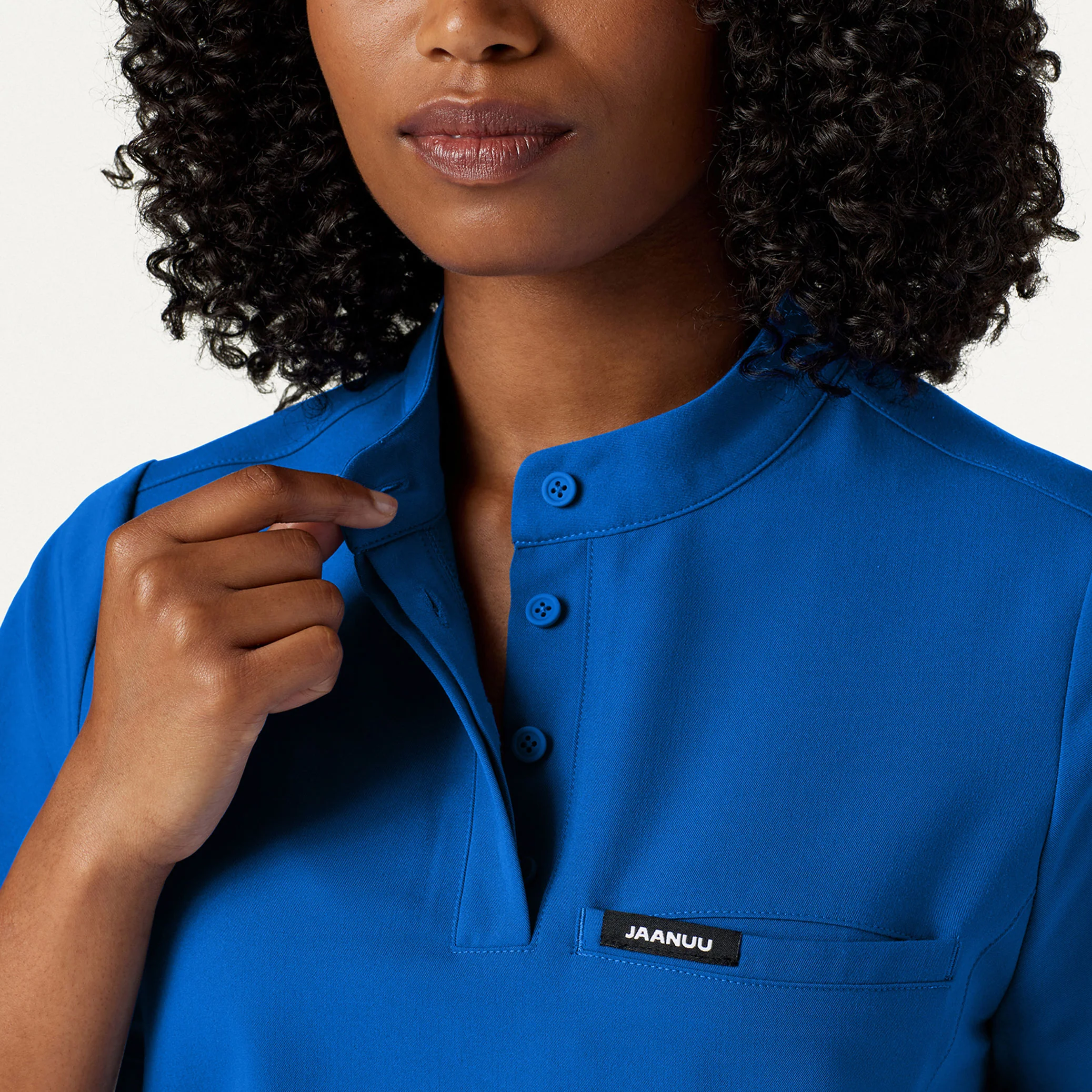 Savi Tuck-In Stand-Collar Scrub Top - Royal Blue - Image 4