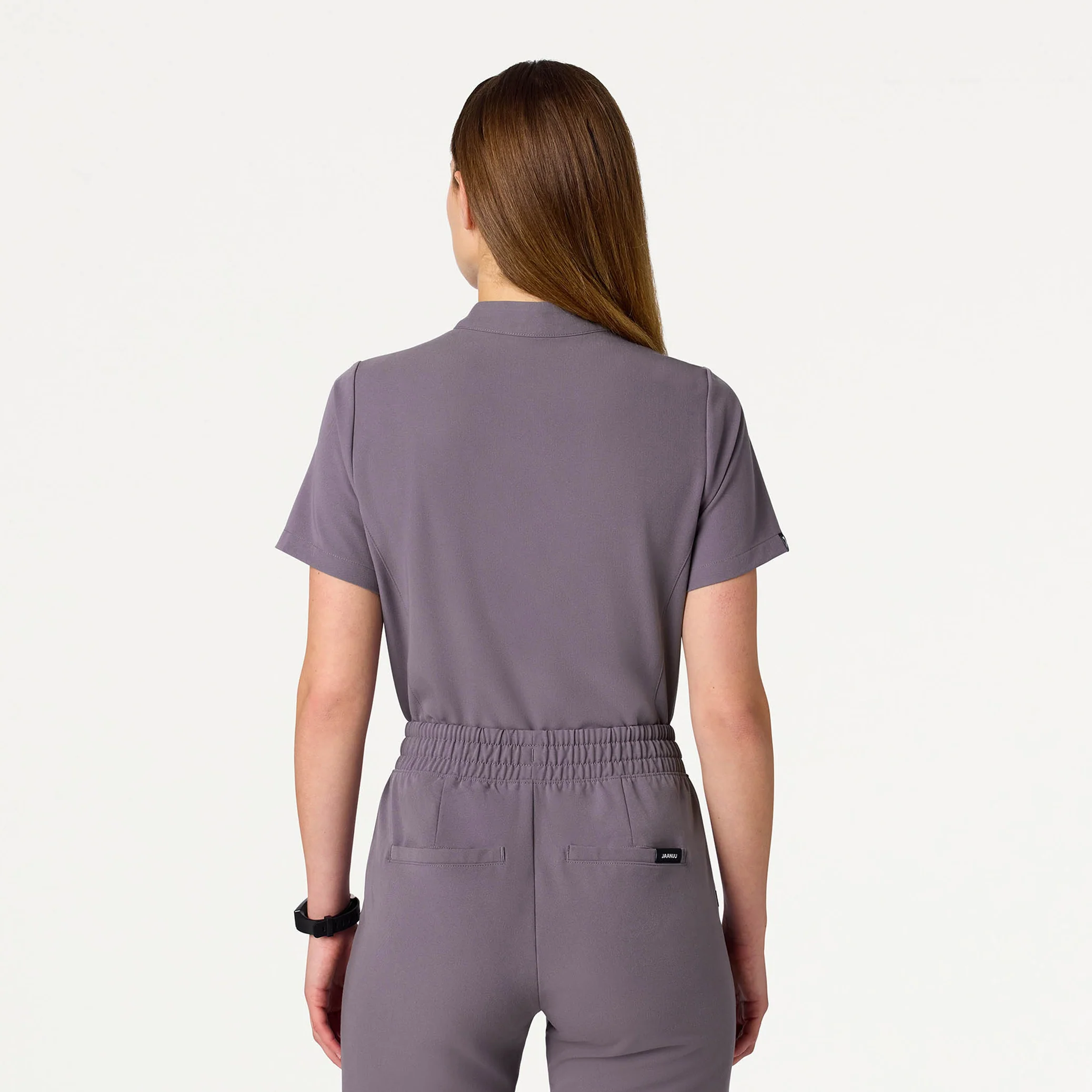 Savi Tuck-In Stand-Collar Scrub Top - Titanium - Image 4