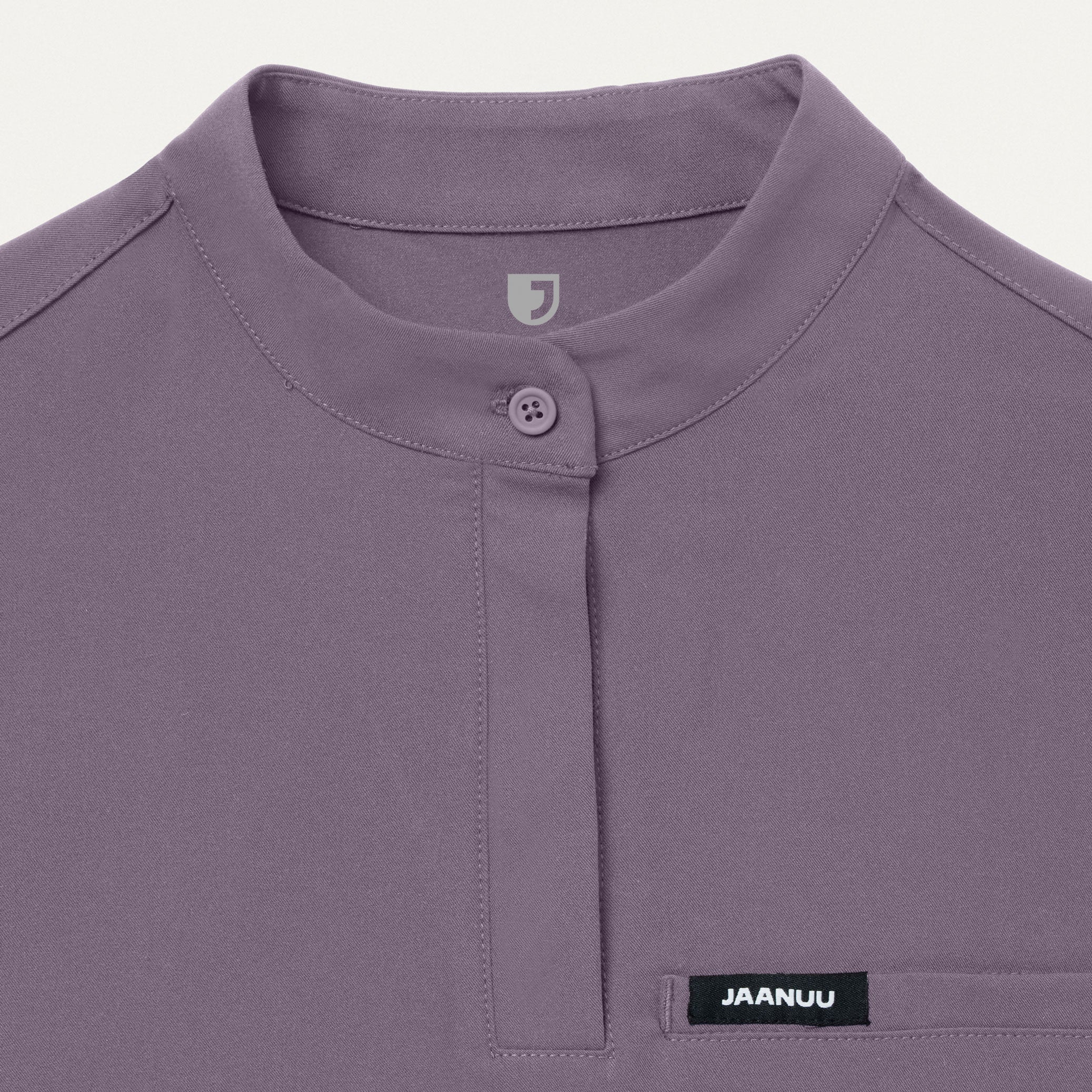 Savi Tuck-In Stand-Collar Scrub Top - Titanium - Image 6