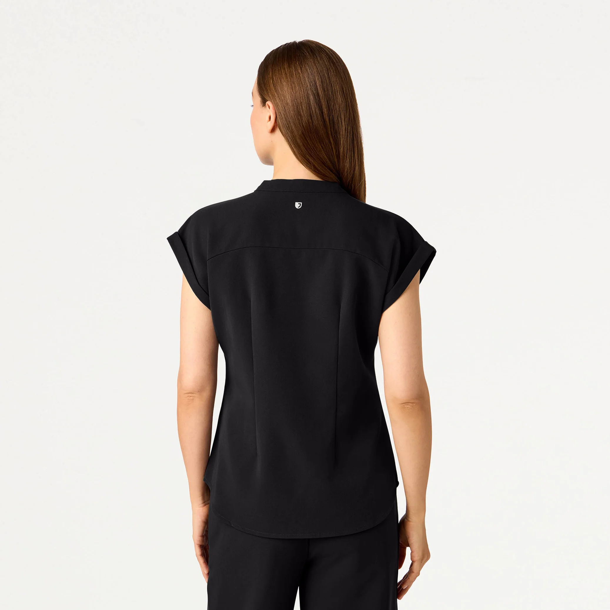Shay Cap-Sleeve Scrub Top - Black - Image 5