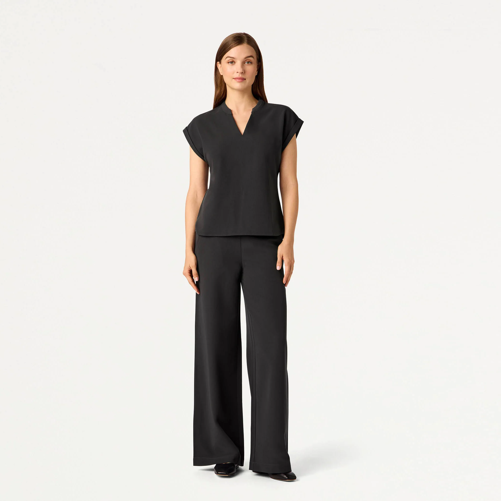 Shay Cap-Sleeve Scrub Top - Charcoal - Image 4