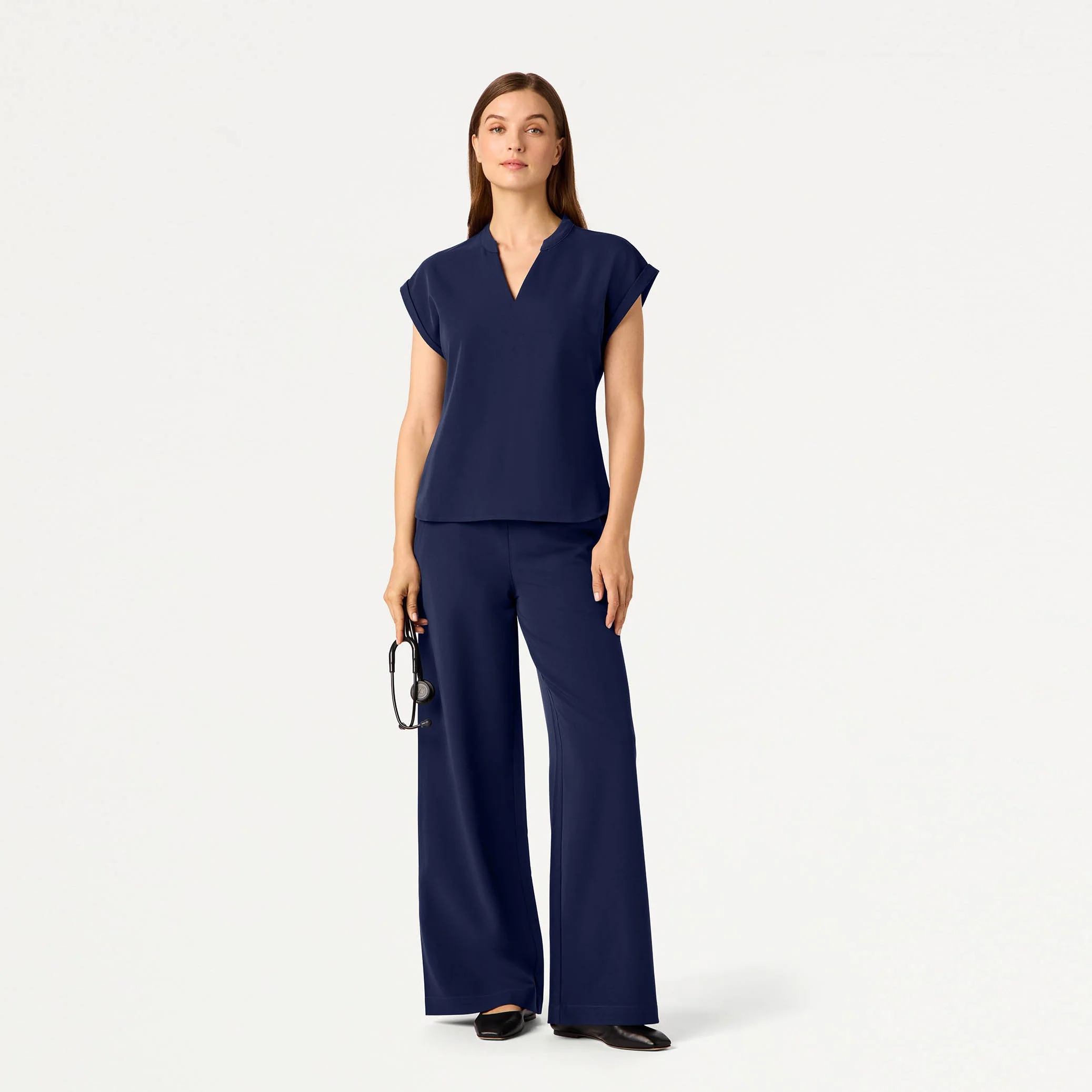 Shay Cap-Sleeve Scrub Top - Midnight Navy - Image 4