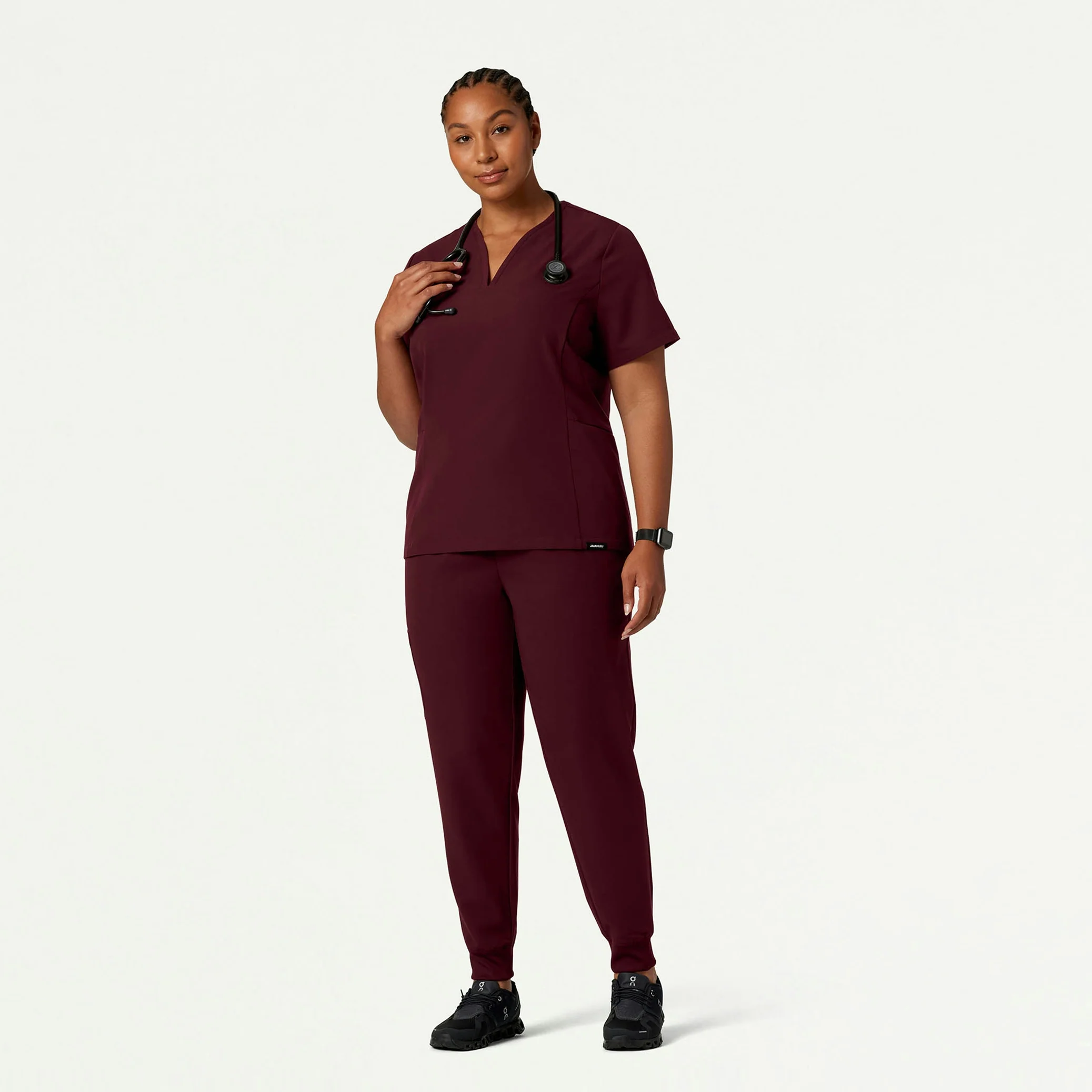 Silex Slim Knit-Waist Scrub Jogger - Burgundy - Image 10