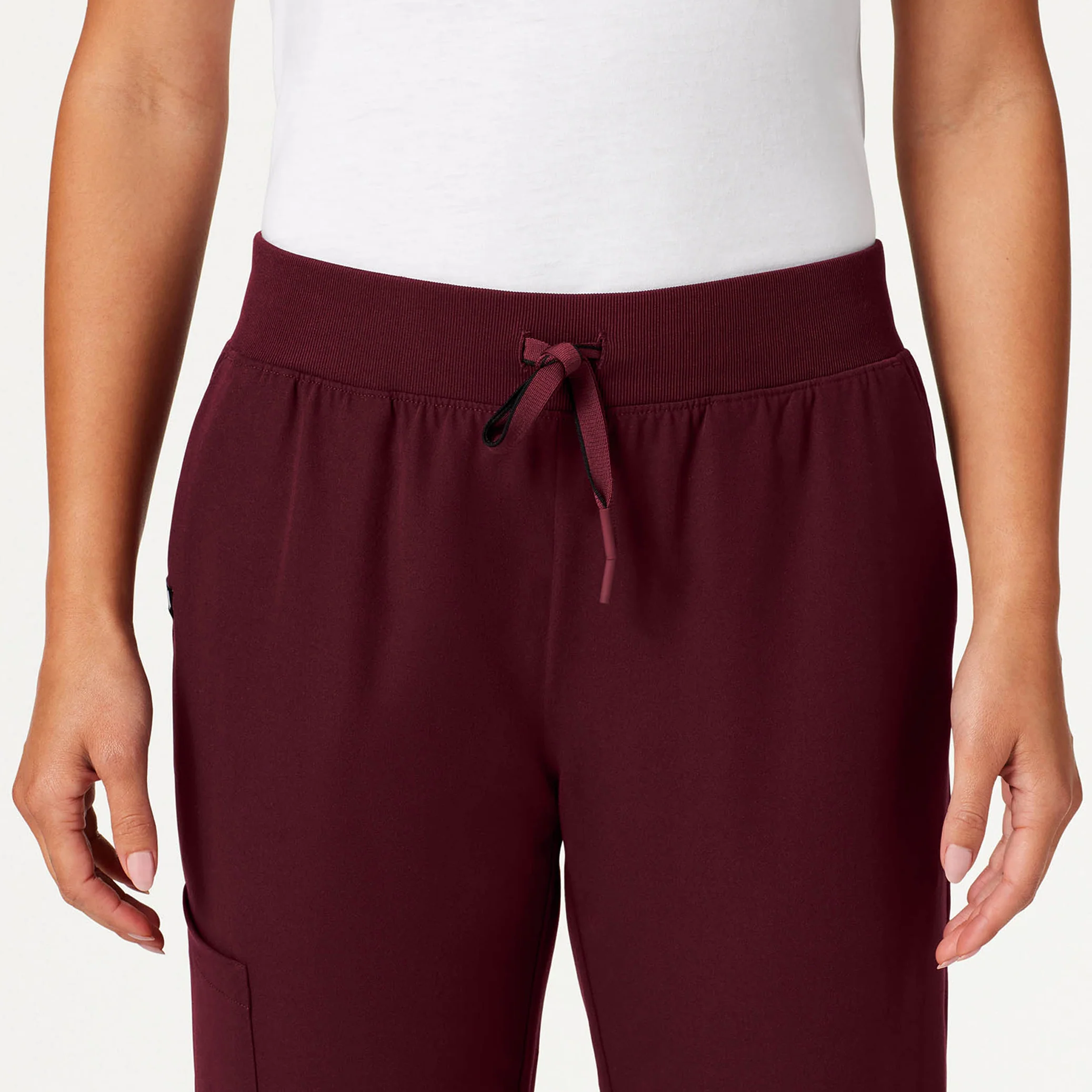 Silex Slim Knit-Waist Scrub Jogger - Burgundy - Image 5