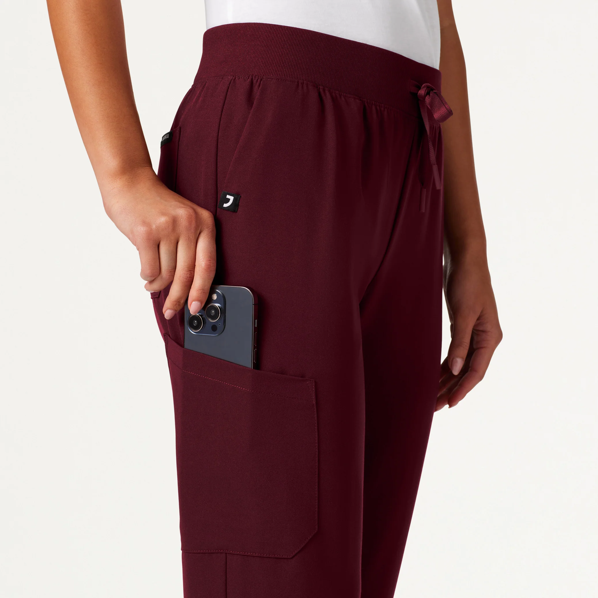Silex Slim Knit-Waist Scrub Jogger - Burgundy - Image 6