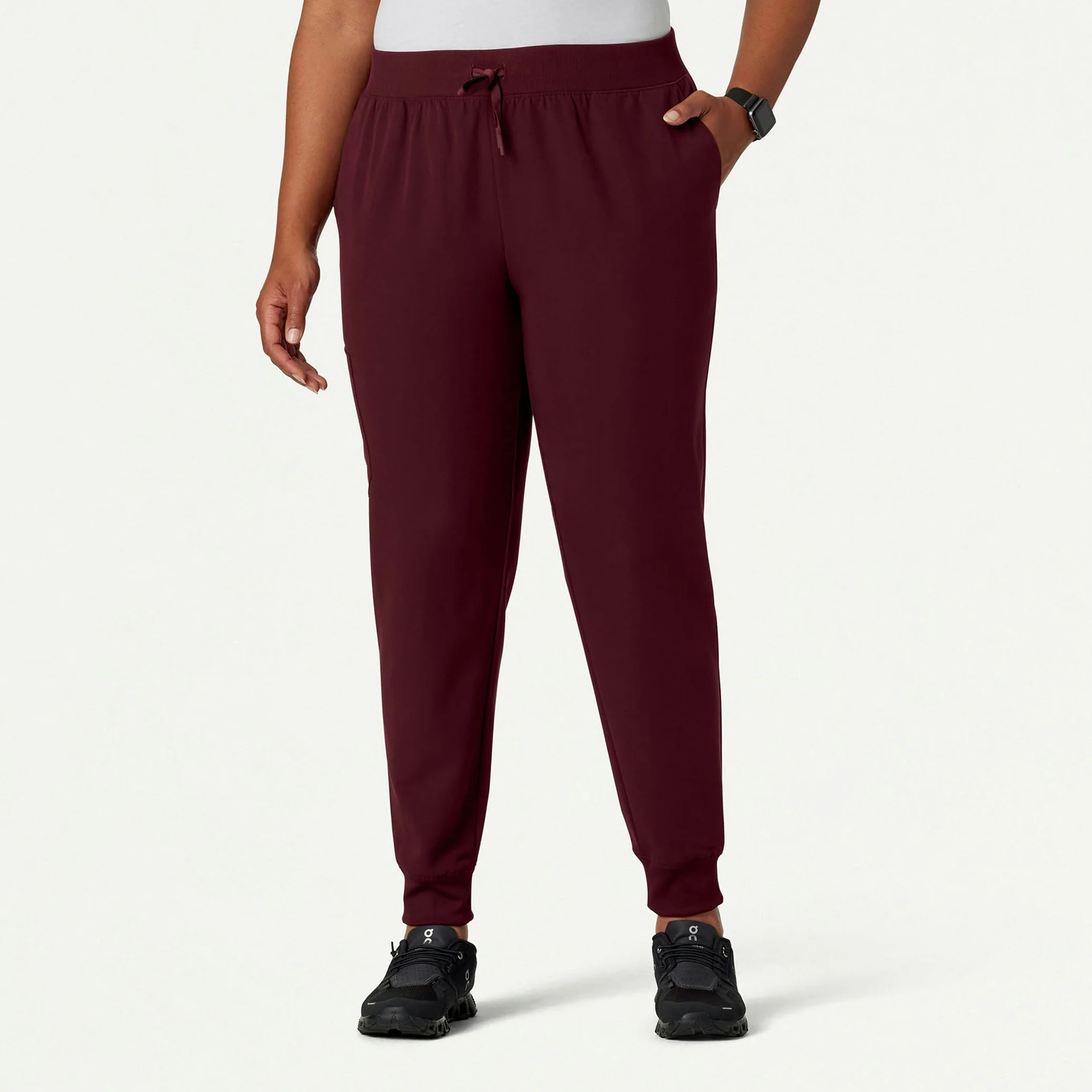 Silex Slim Knit-Waist Scrub Jogger - Burgundy - Image 9