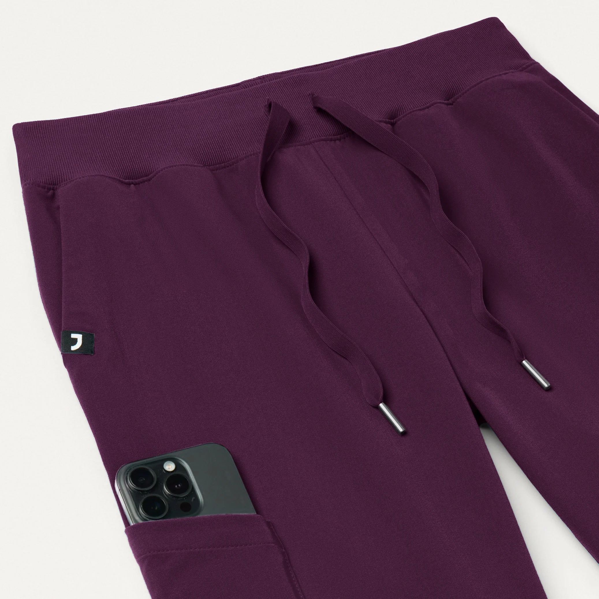 Silex Slim Knit-Waist Scrub Jogger - Deep Eggplant - Image 5