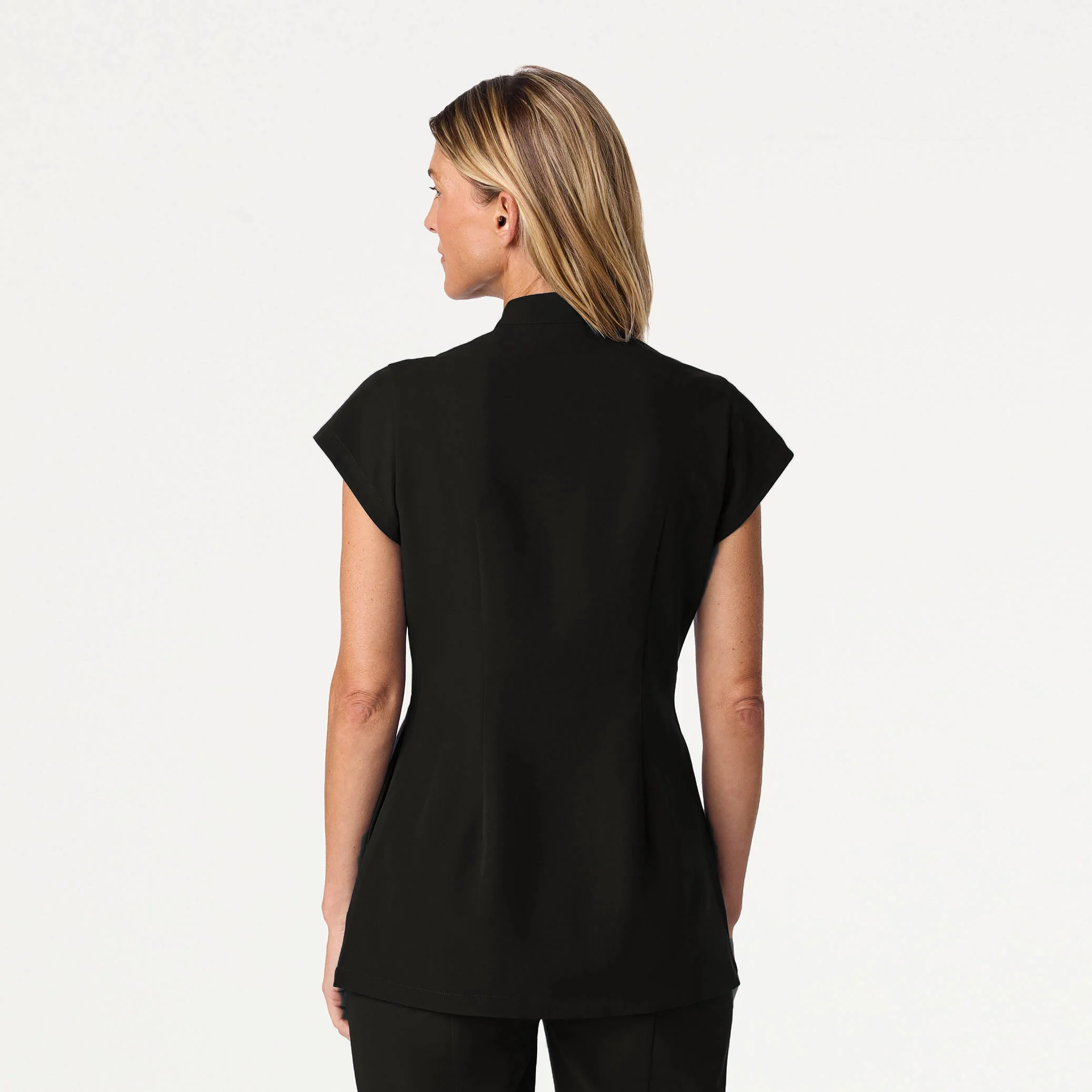 Sofie Fit & Flare Tunic Scrub Top - Black - Image 3