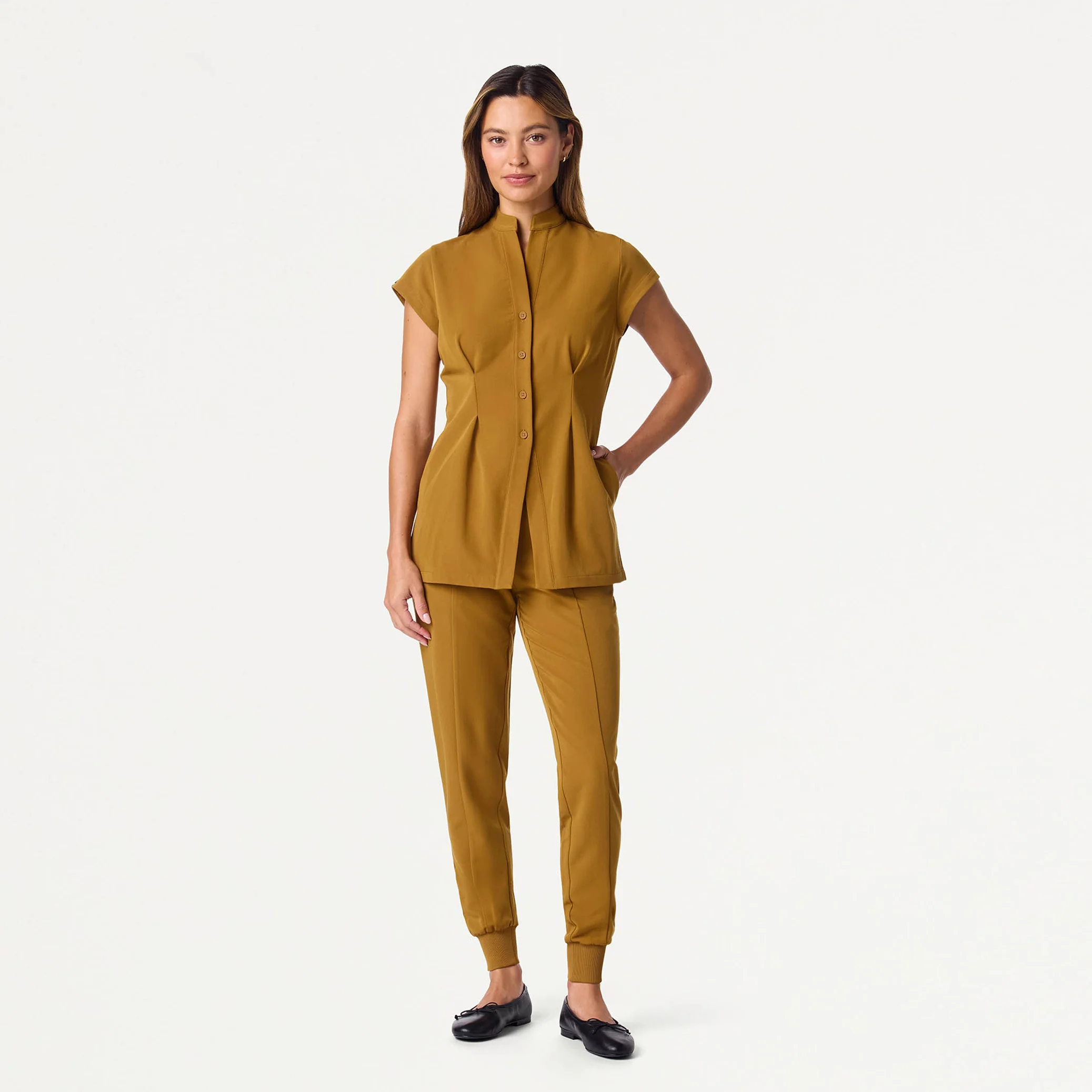 Sofie Fit & Flare Tunic Scrub Top - Cider - Image 2