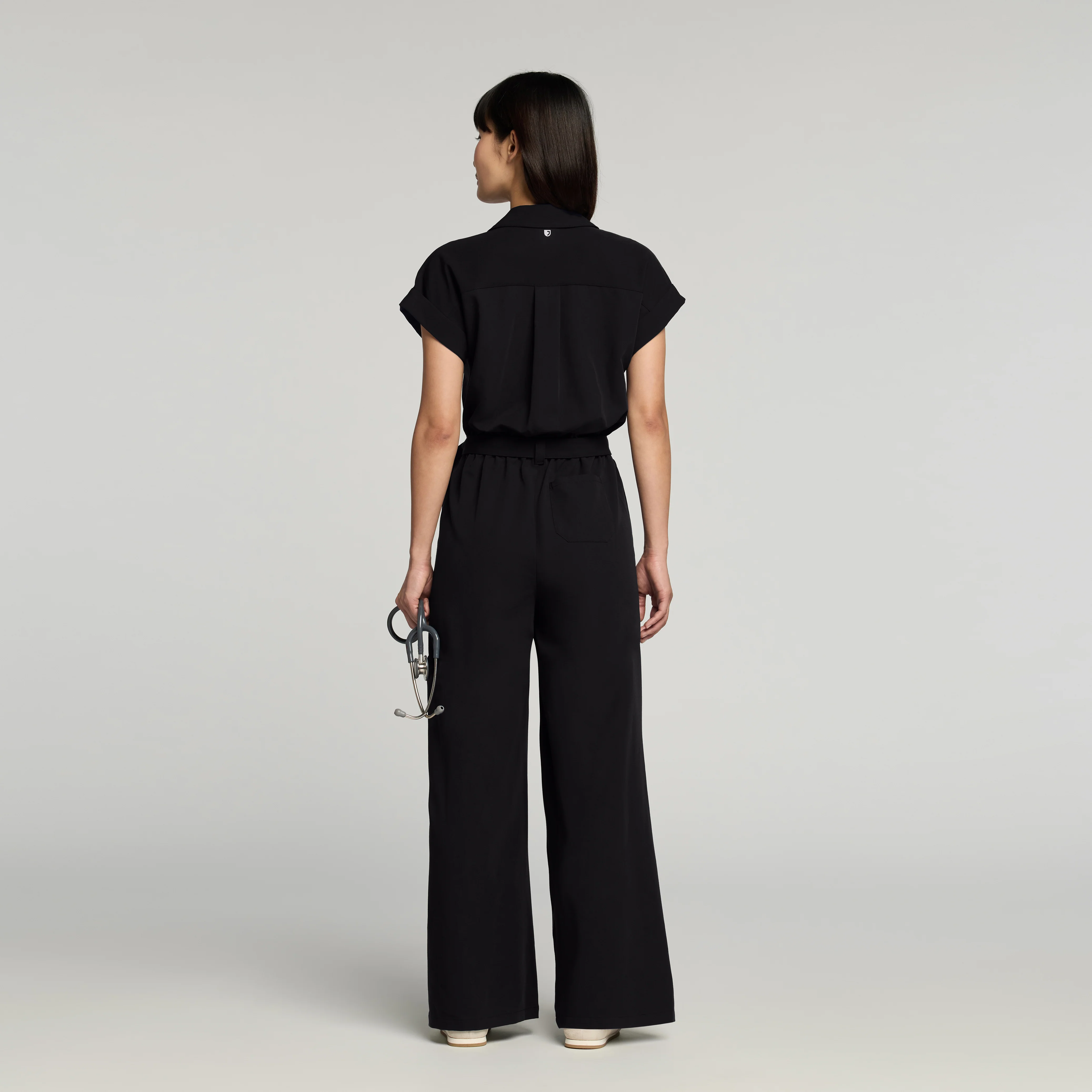 The Wide-Leg Scrub Jumpsuit - Black - Image 5