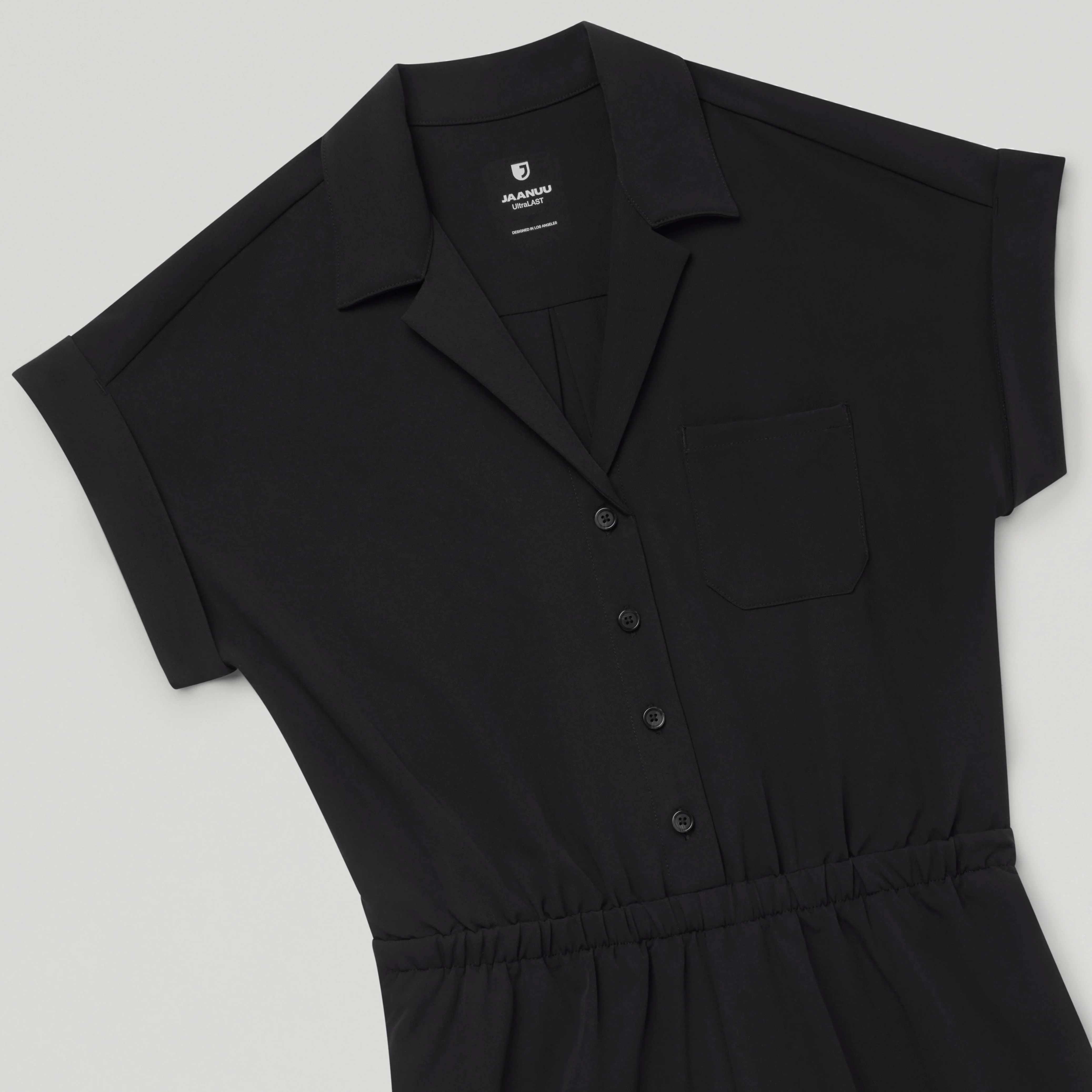 The Wide-Leg Scrub Jumpsuit - Black - Image 9