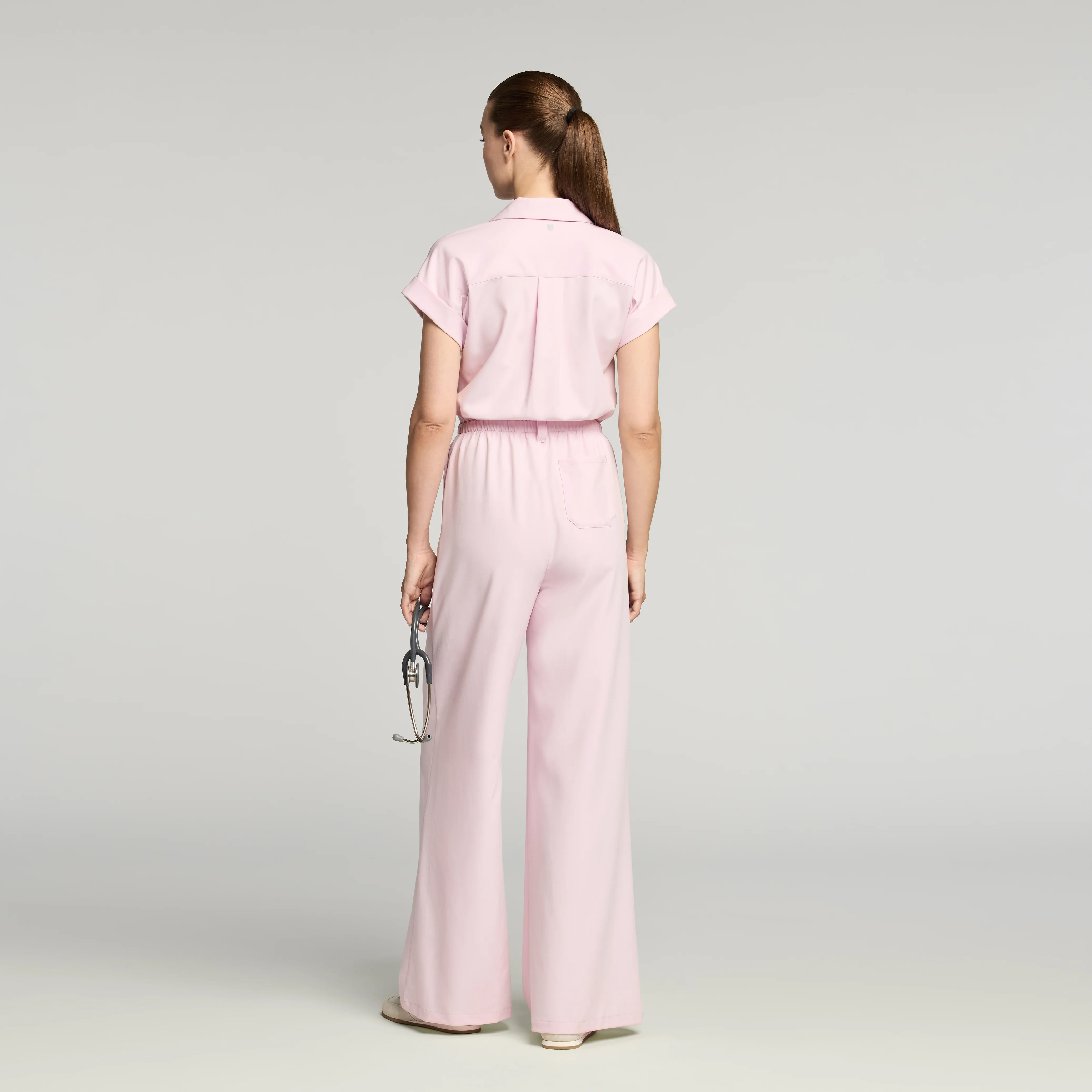 The Wide-Leg Scrub Jumpsuit - Rose Quartz - Image 6