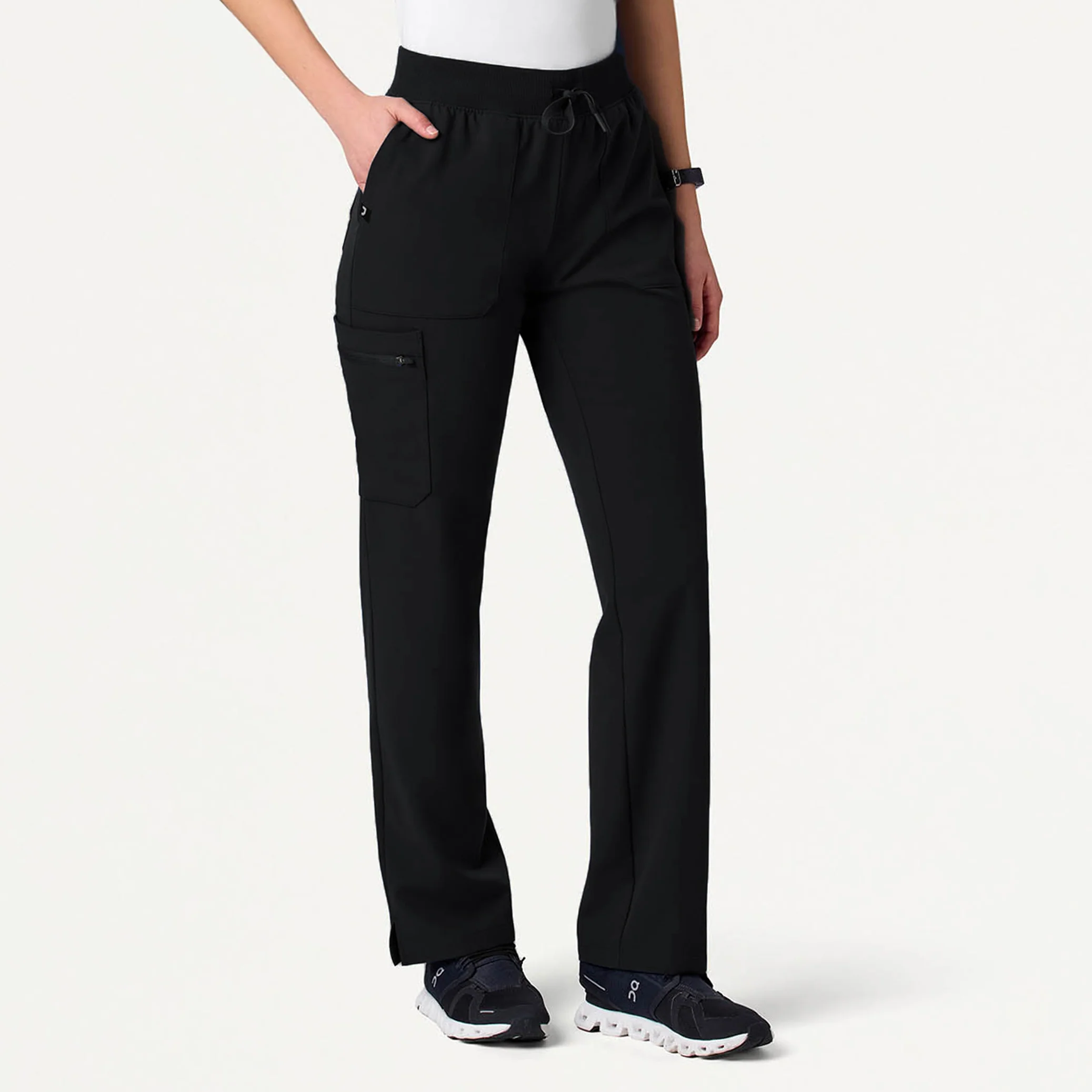 Xenos Cargo Knit-Waist Scrub Pant - Black