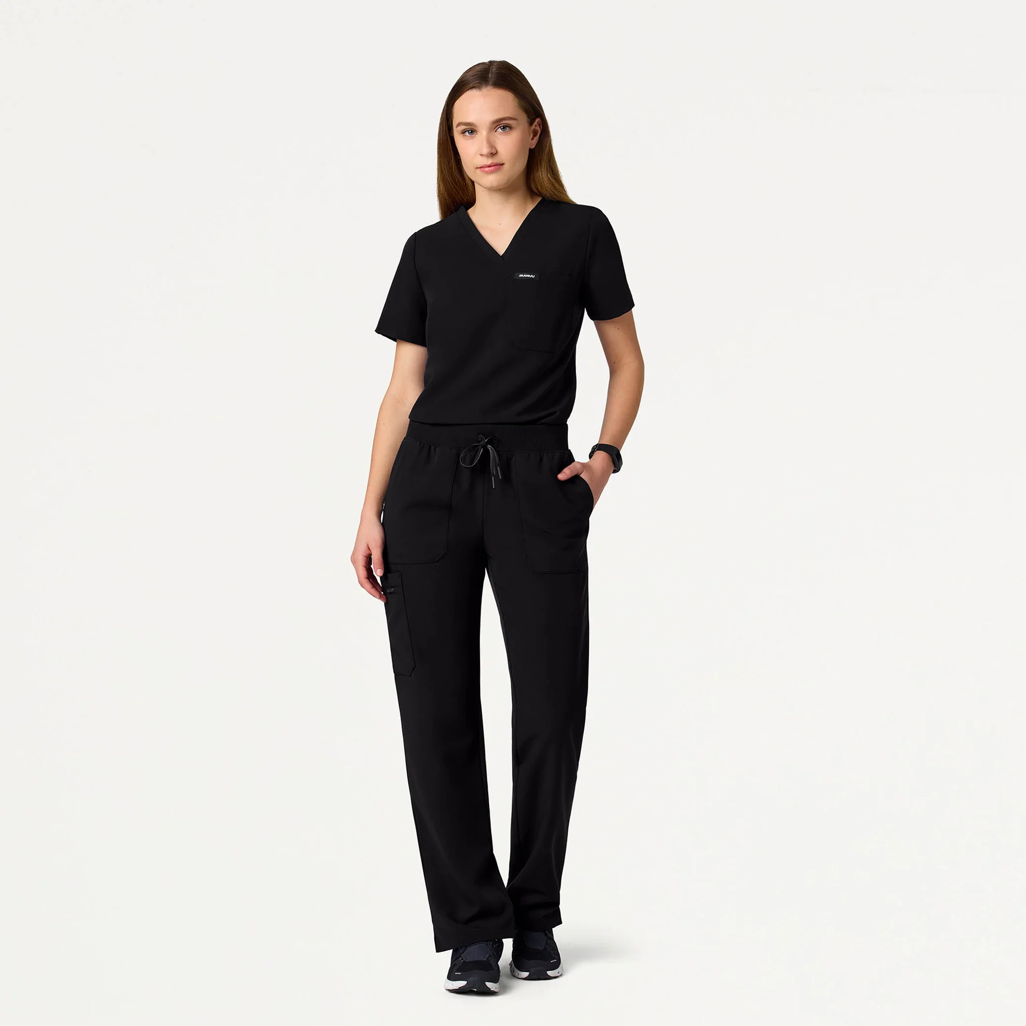 Xenos Cargo Knit-Waist Scrub Pant - Black - Image 4