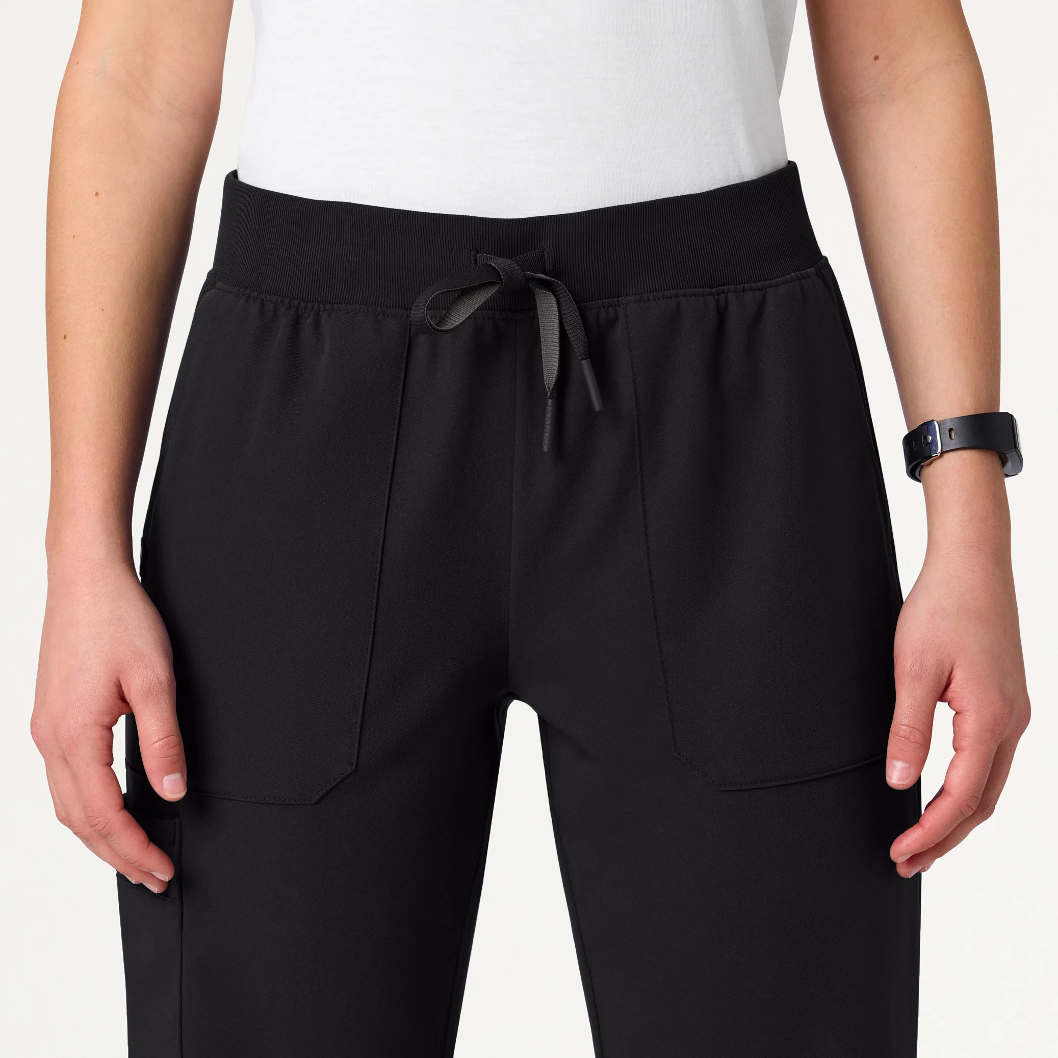 Xenos Cargo Knit-Waist Scrub Pant - Black - Image 6