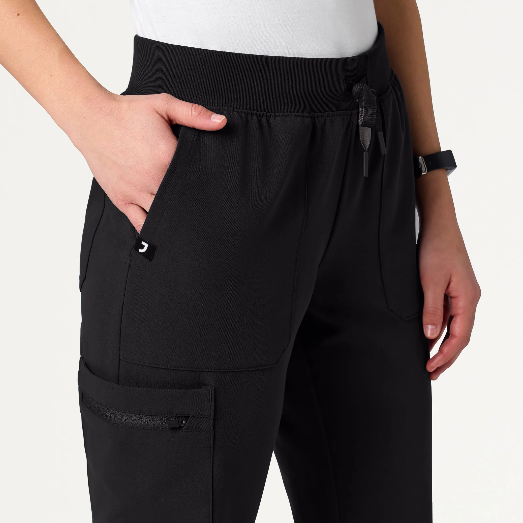 Xenos Cargo Knit-Waist Scrub Pant - Black - Image 7