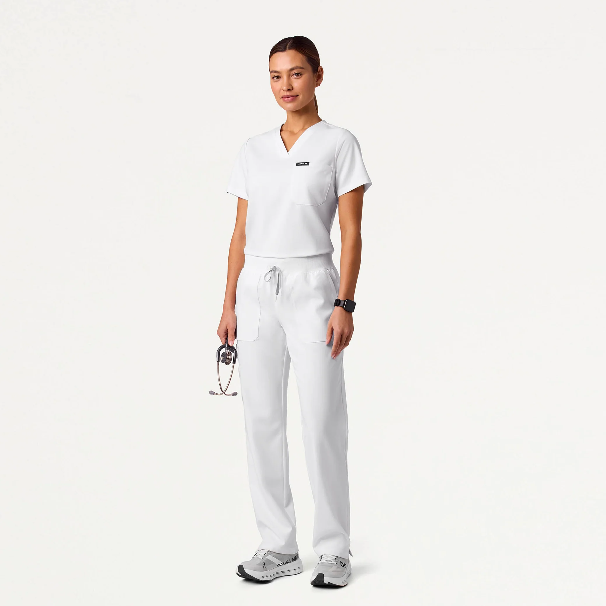 Xenos Cargo Knit-Waist Scrub Pant - White - Image 4
