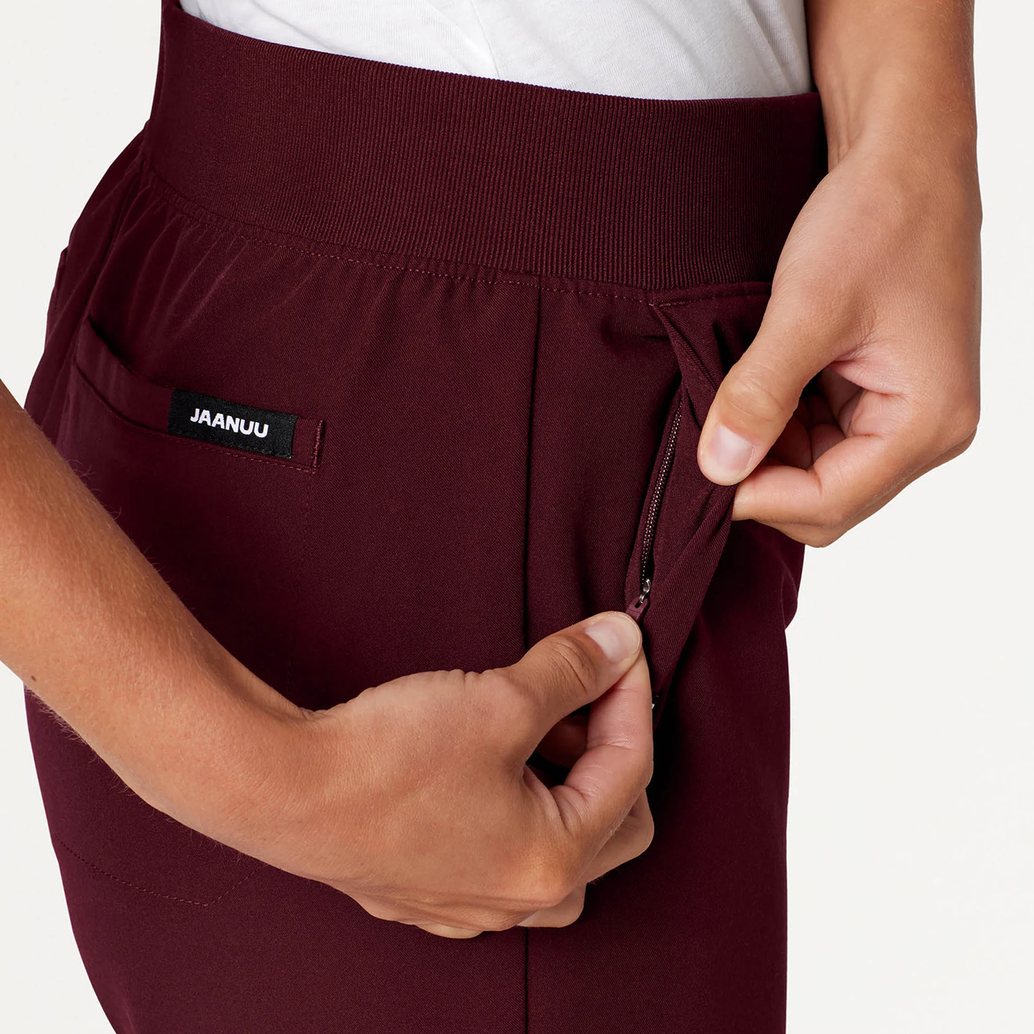 Xenos Essential Knit-Waist Scrub Pant - Burgundy - Image 7