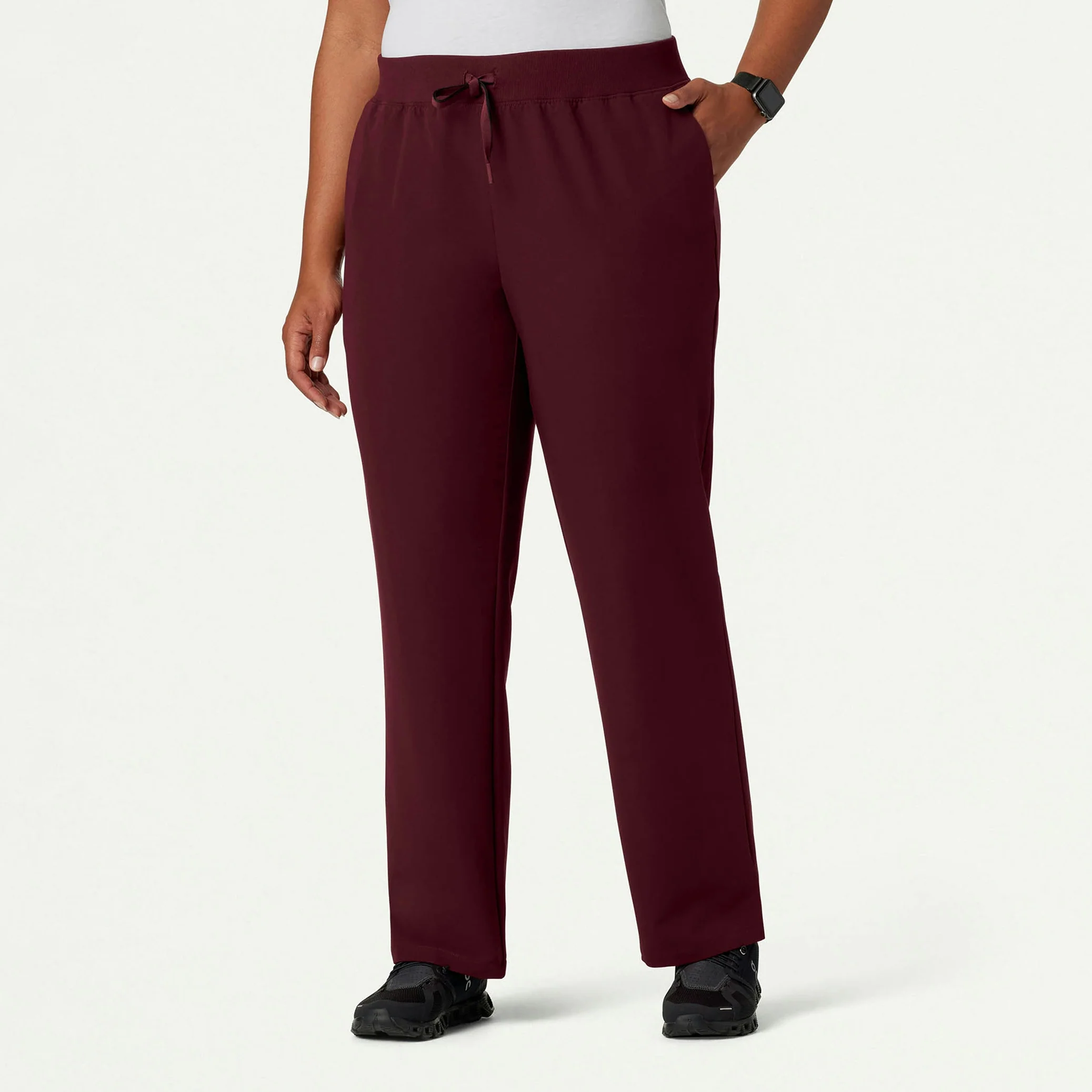 Xenos Essential Knit-Waist Scrub Pant - Burgundy - Image 9