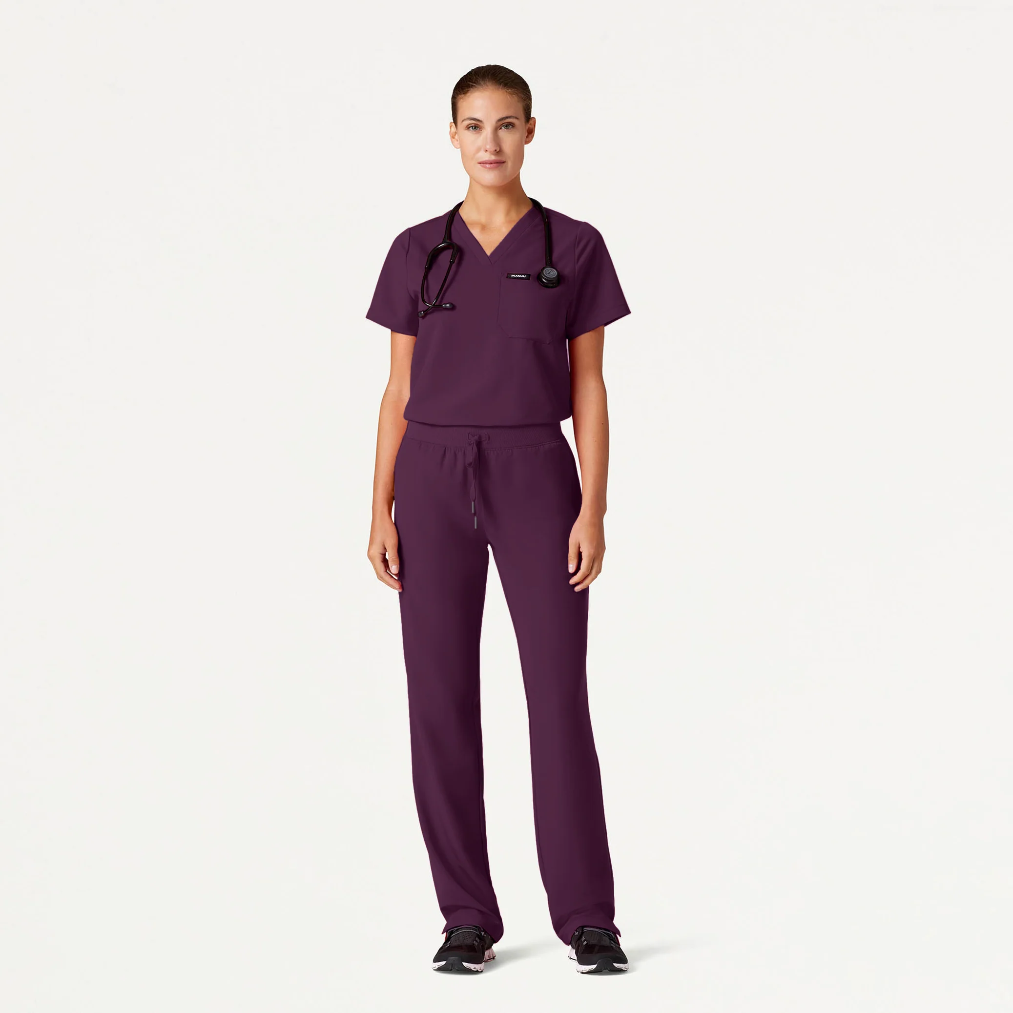 Xenos Essential Knit-Waist Scrub Pant - Deep Eggplant - Image 2