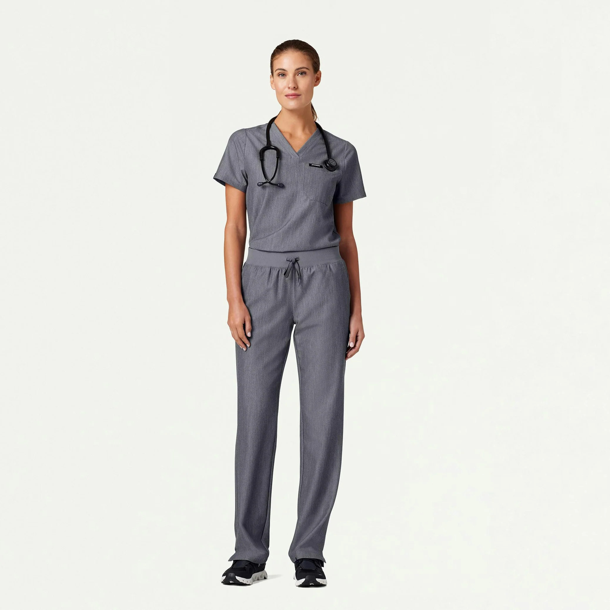 Xenos Essential Knit-Waist Scrub Pant - Heather Gray - Image 3