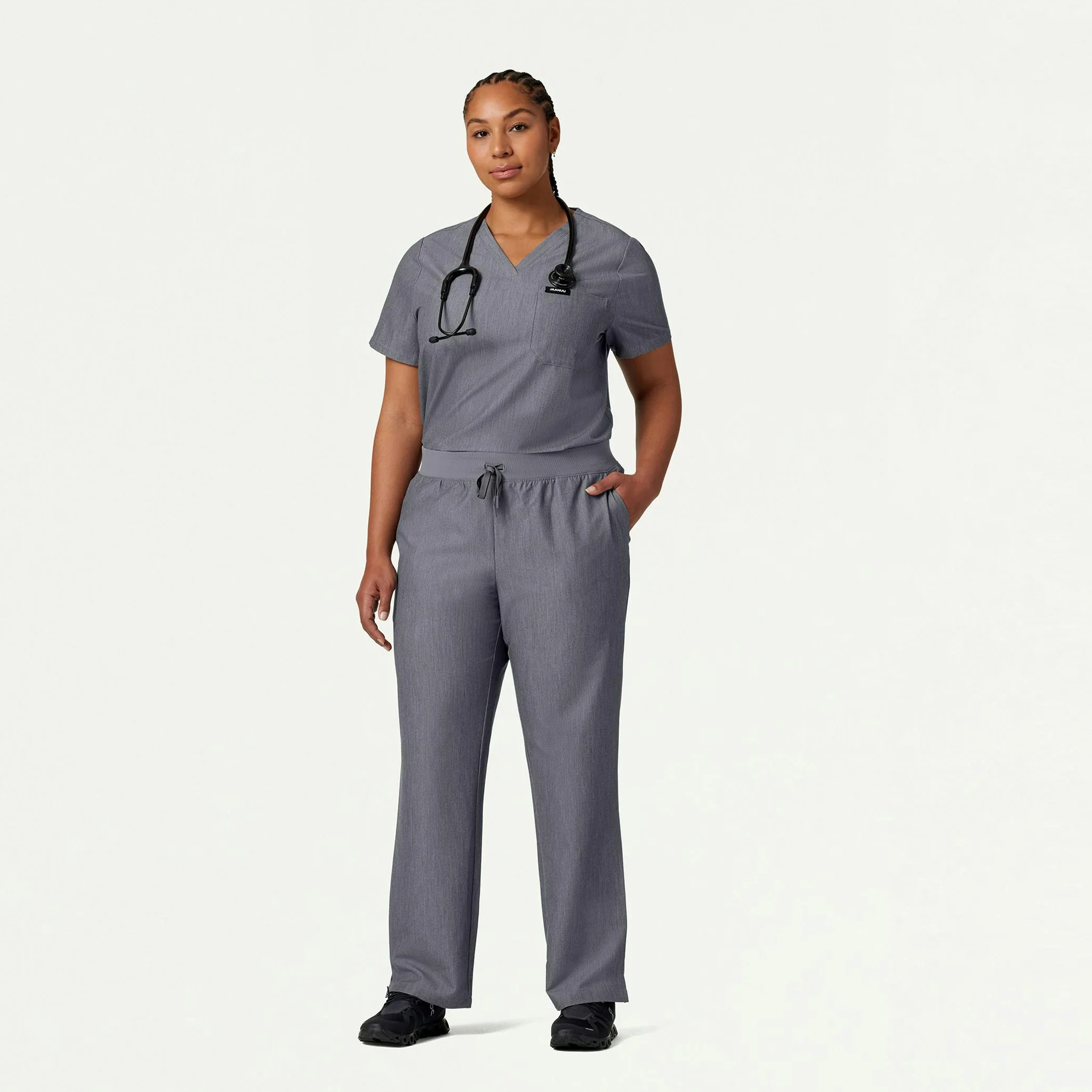 Xenos Essential Knit-Waist Scrub Pant - Heather Gray - Image 8