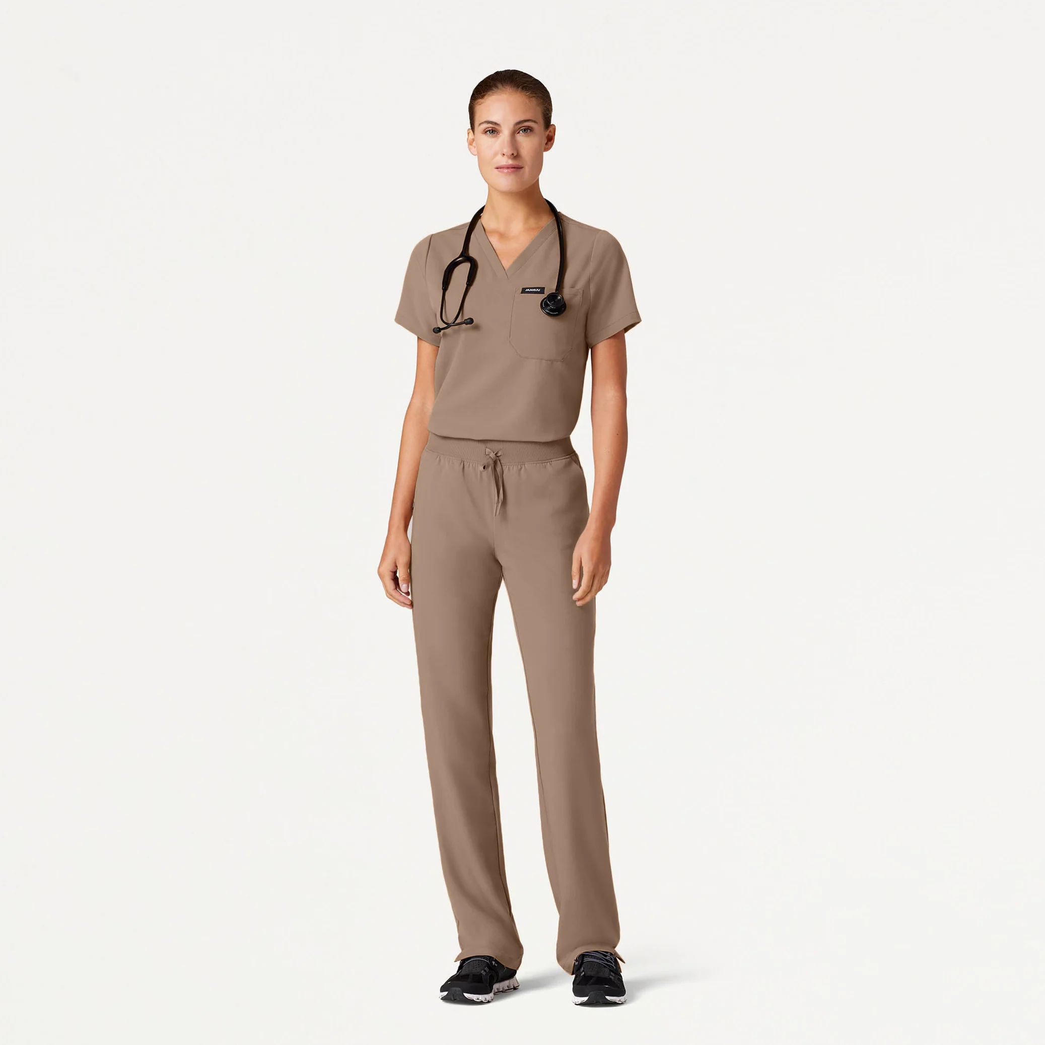 Xenos Slim Knit-Waist Scrub Pant - Mocha - Image 3