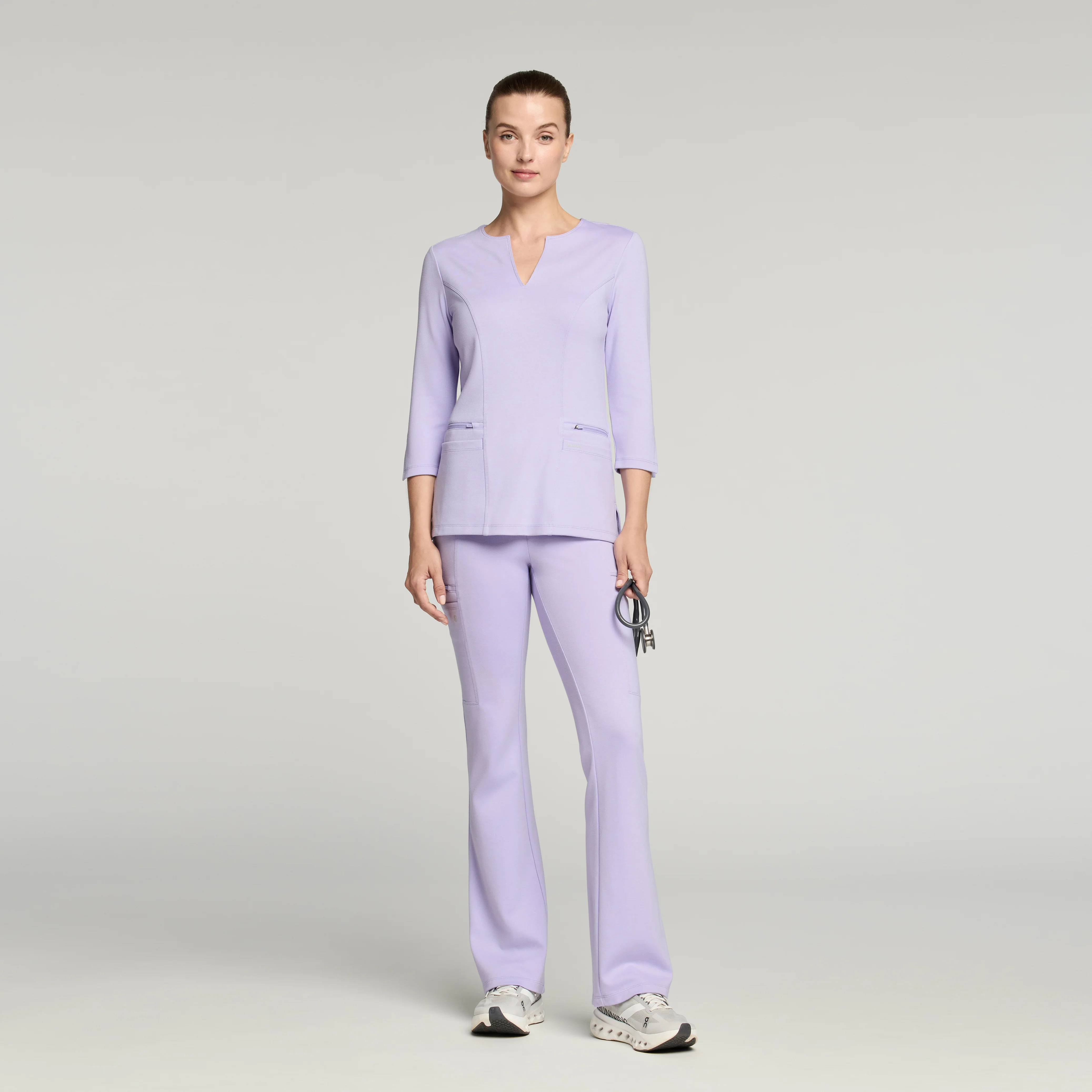 Zoe Slim 3/4-Sleeve UltraSOFT™ Scrub Top - Lavender - Image 3